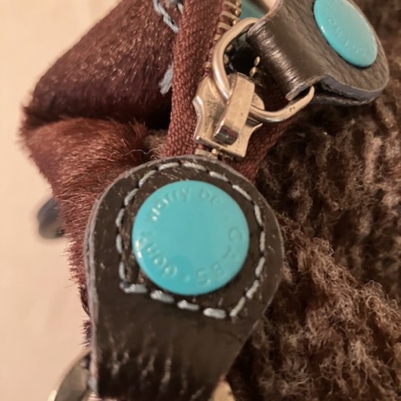 GABS Brown Patchwork Pony Fur  Fabric Tote Convertible - Picture 5 of 5